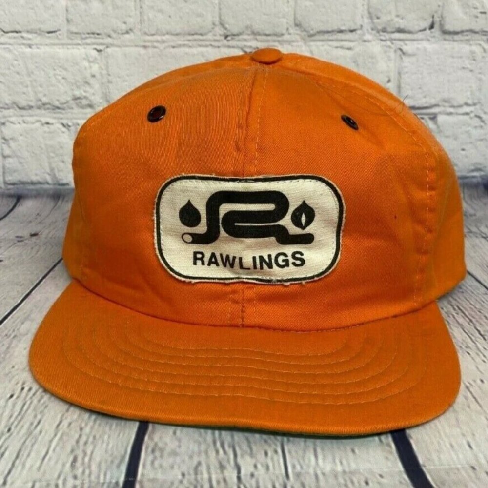 Vintage Hat Cap Snapback Orange Rawlings Fuels Kerosene Trucker Foam Patch